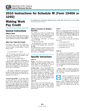 2010 Instructions for Schedule M (Form 1040A or 1040)