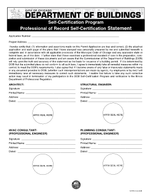 Chicago Self-Certification Statement for Building Permit