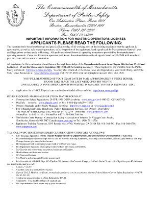 Massachusetts Hoisting Operator License Application