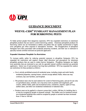 Weevil-Cide Fumigant Management Plan