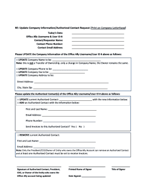 Office Ally Company Information Update Form