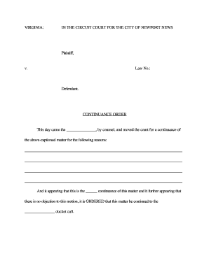 Virginia Continuance Order