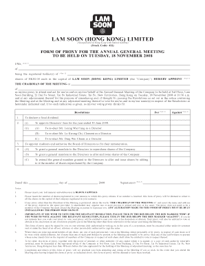 Proxy Form for Annual General Meeting