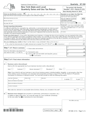 New York State Quarterly Sales and Use Tax Return