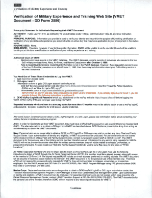 Verification of Military Experience and Training
