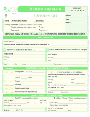 Déclaration de modification d'activité professionnelle