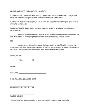 RE/MAX Credit Card Payment Authorization