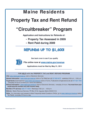 Maine Property Tax and Rent Refund Application
