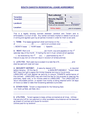 South Dakota Residential Lease Agreement