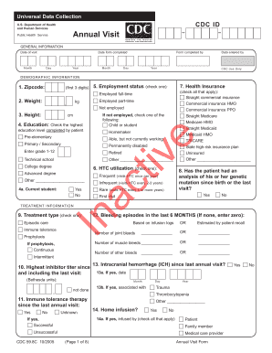 CDC Hemophilia Annual Visit Form
