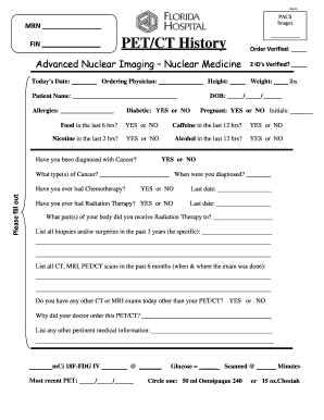 PET/CT History Form