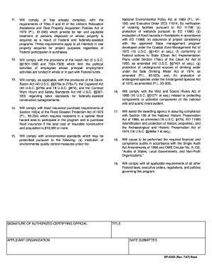 Assurances Construction Programs Form