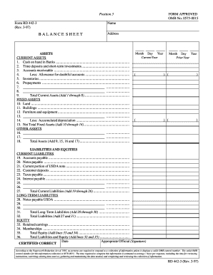 USDA Balance Sheet Form