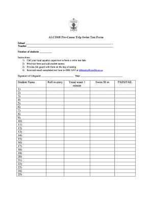 ALCDSB Pre-Canoe Trip Swim Test Form