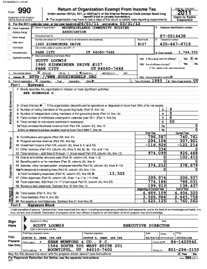Form 990 2011 Tax Exempt Organization Return