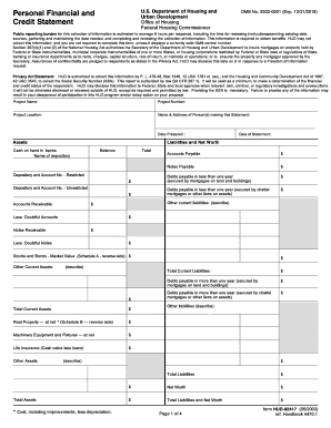 HUD-92417 Financial Statement Form