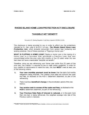 Rhode Island Home Loan Protection Act Disclosure