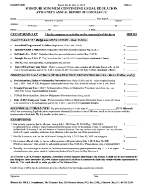 Missouri Attorney Annual Compliance Report
