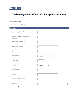 Technology Fast 500 2016 Application Form