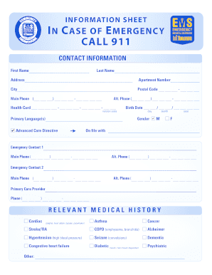 Emergency Contact Information Sheet