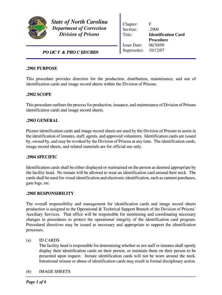 Fillable Online doc nc Identification Card Procedure doc nc Fax Email