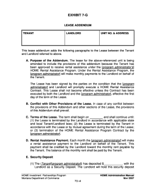 Lease Addendum for Rental Assistance