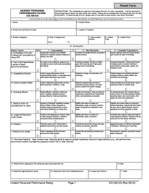 Incident Personnel Performance Rating Form