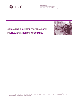 Consulting Engineers Professional Indemnity Insurance Proposal Form