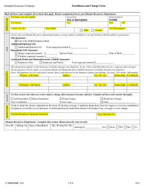 Standard Insurance Enrollment and Change Form
