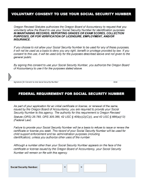 Oregon Social Security Number Consent Form