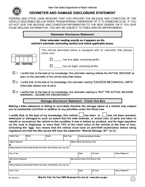 New York Odometer and Damage Disclosure Statement