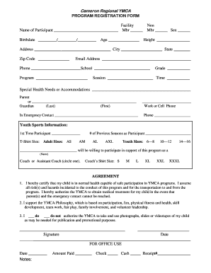 YMCA Program Registration Form