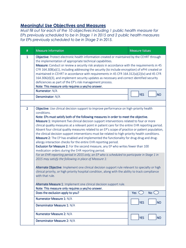 Fillable Online cms Eligible Professional Attestation Worksheet for Modified Stage 2 of the