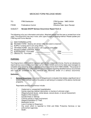 Nevada Serious Occurrence Report Form
