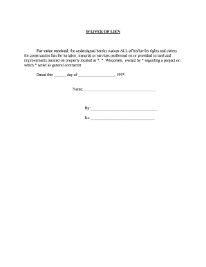 Waiver of Lien for Construction