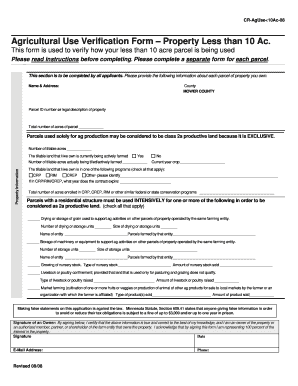 Agricultural Use Verification Form