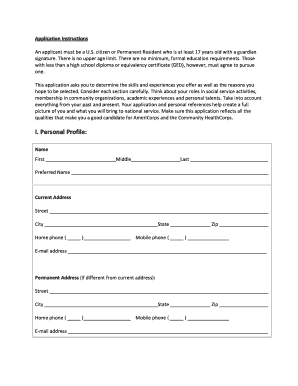 AmeriCorps VISTA Application Form