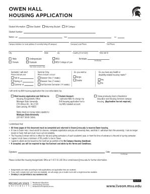 Michigan State University Housing Application