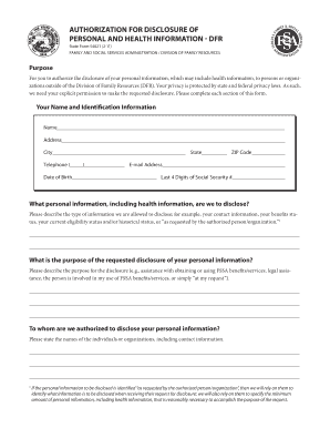 Authorization for Disclosure of Personal and Health Information