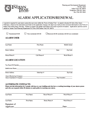 Alarm Application/Renewal