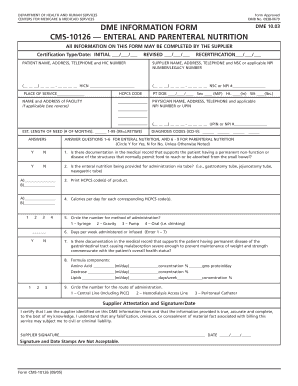 CMS-10126 Enteral and Parenteral Nutrition Form