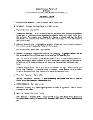 Lease-Purchase Agreement Between DOCUMENT INDEX