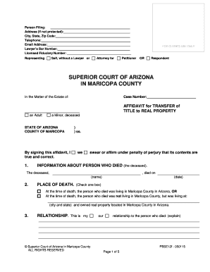 Arizona Affidavit for Transfer of Title to Real Property