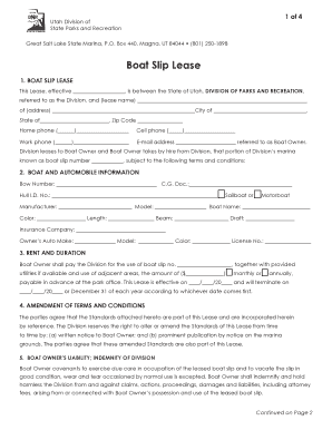 Utah Boat Slip Lease Agreement