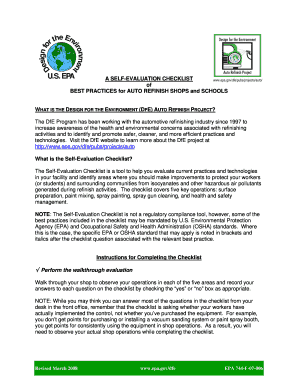 Auto Refinish Shop Self-Evaluation Checklist