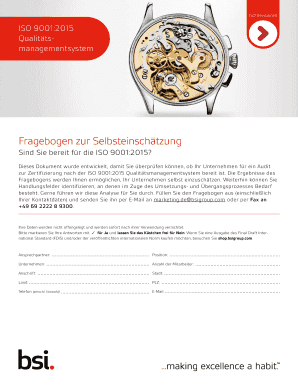ISO 9001:2015 Fragebogen zur Selbsteinschätzung