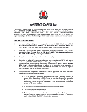 Singapore Police Force Certificate of Clearance