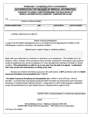 Workers' Compensation Medical Information Release Form