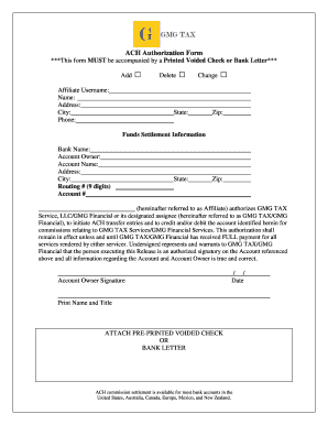 ACH Authorization Form