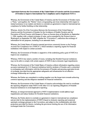 US Sweden FATCA Agreement